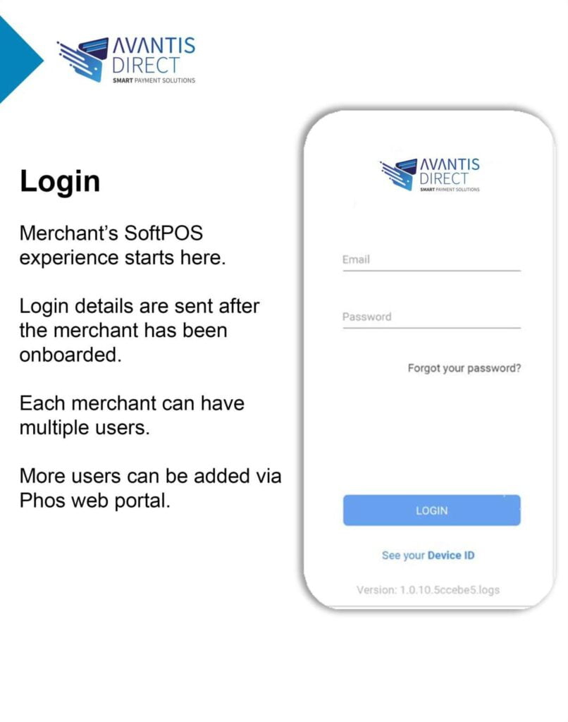 a login screen with a blue and white text