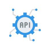 API depicted as a blue gear with the letters "API" in the center.