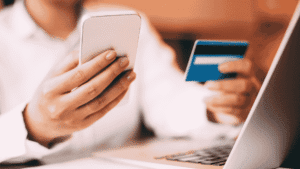 UK business using secure online payment services on laptop